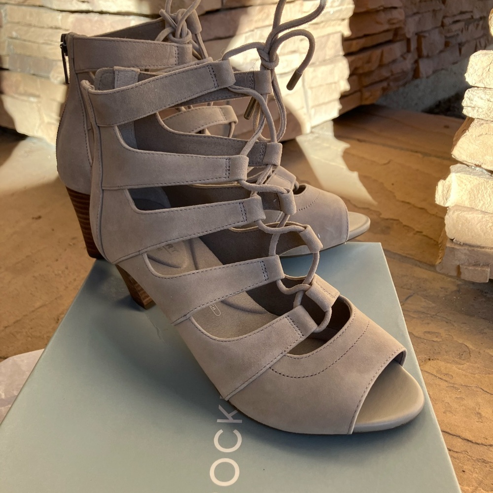 Rockport Audrina Ghillie Open toe sandal block heel New in Box.  Size 7M